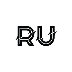RU monogram logo design letter text name symbol monochrome logotype alphabet character simple logo