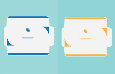 Envelop design, professional , minimalist vector illustration of two modern envelop icons with blue and orange accents, representing digital communication and messaging in a clean, flat design style. 