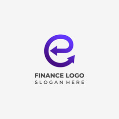Modern Finance Logo with Letter E and Arrow Direction