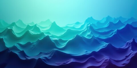 Fototapeta premium A mesmerizing close-up of layered, undulating waves cascades in hues of deep blue and vibrant green, capturing the dynamic beauty of the ocean's surface