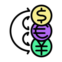 Foreign Exchange (Forex) Trading Vector Filled Icon Design