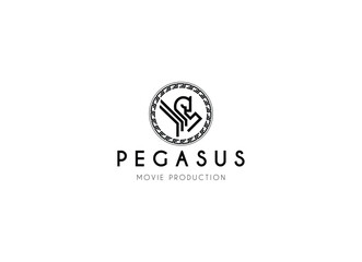 Pegasus Horse Jump Flying Logo. Pegasus Horse logo design vector illustration