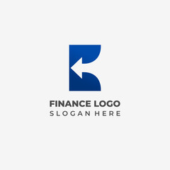 Futuristic K Letter with Arrow Combination for Finance Logo