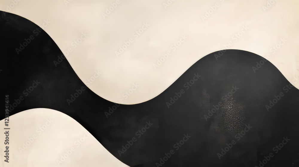 Aufkleber abstract black wave design on a textured light background creates a modern artistic element for inte