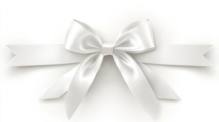Naklejka premium Elegant white satin ribbon bow perfect for gift wrapping and decoration in festive celebrations