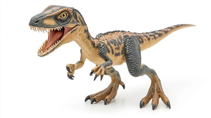 Fototapeta premium Realistic model of a dinosaur in a dynamic pose showing detailed features and textures