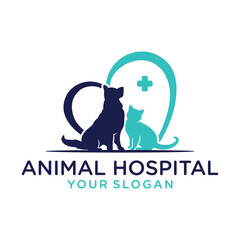 animal logo CAT AND DOG HEALTH CLINIC, line Vector Minimalist Style Creative Modern line Abstract Vector
