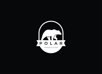 Silhouette of Walking White Polar Bear Minimalist logo design vector illustration