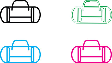 Simple cartoon bus icons, minimalist line drawings, vibrant neon colors, front view buses, playful transportation symbols, geometric vehicle shapes, outlined vehicle designs, colorful public transit l