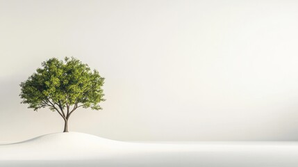 Obraz premium Lone tree on hill, minimalist background, nature, growth, hope