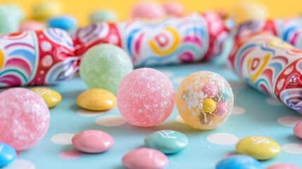 Bubble Gum: A chewy candy made for blowing bubbles, often bursting into sticky fun when stretched to its limit, creating a playful experience.
