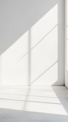 Empty white room with window sunlight and shadows.