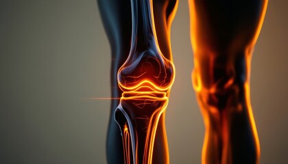 Ethereal depiction of knee joints highlighting intricate bone and tissue structure