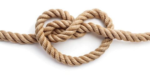 Obraz premium Rope with a heart shaped knot on white background 