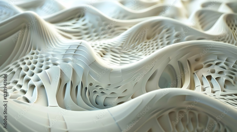 Poster abstract textured surface resembling waves with intricate patterns.