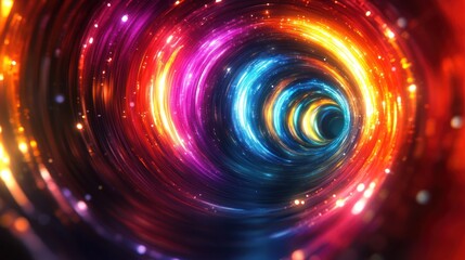 Obraz premium Colorful swirling vortex tunnel, digital art, cosmic background, abstract design