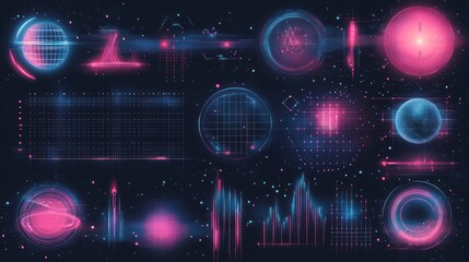 Obraz premium Futuristic HUD interface elements, space background, digital design
