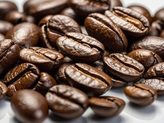 Naklejka premium Close-up photograph of roasted coffee beans texture