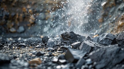 Naklejka premium Mining Operations: Water plays a key role in extracting minerals, processing materials, and controlling dust in mines and quarries, supporting safer, efficient operations. 