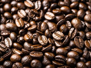 Obraz premium Close-up photograph of roasted coffee beans background