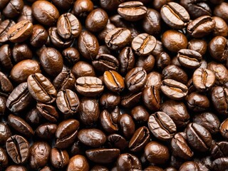 Close-up photograph of roasted coffee beans background