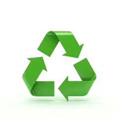 Fototapeta premium 3d rendered green recycle symbol on white background