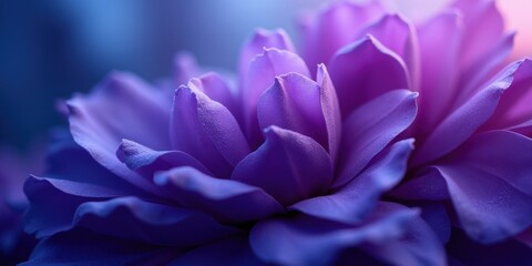 Vibrant purple petals unfurl against a captivating blue-purple gradient backdrop, their deep hues contrasting delicately with a softer heart. A close-up enchantment