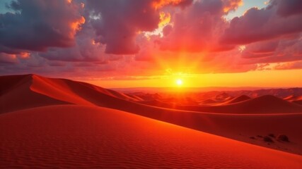 huge desert at sunset in the evening