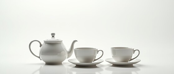 Fototapeta premium Elegant White Tea Set - High-Quality Still Life