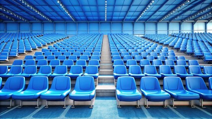 Naklejka premium Empty Blue Soccer Stadium Seats