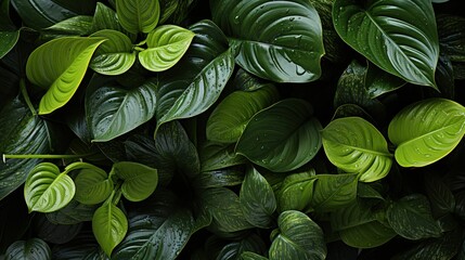 Lush Foliage with Shades of Dark Green and Light Green in a Nature Scene