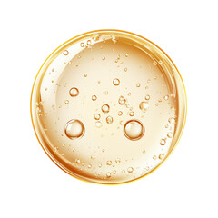 circular droplet yellow oily liquid isolated on transparent background. Generative Ai.