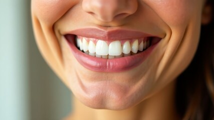Obraz premium female smile with snow-white teeth close-up