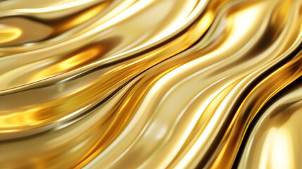 Abstract golden waves with a shiny, reflective surface creating a luxurious feel.