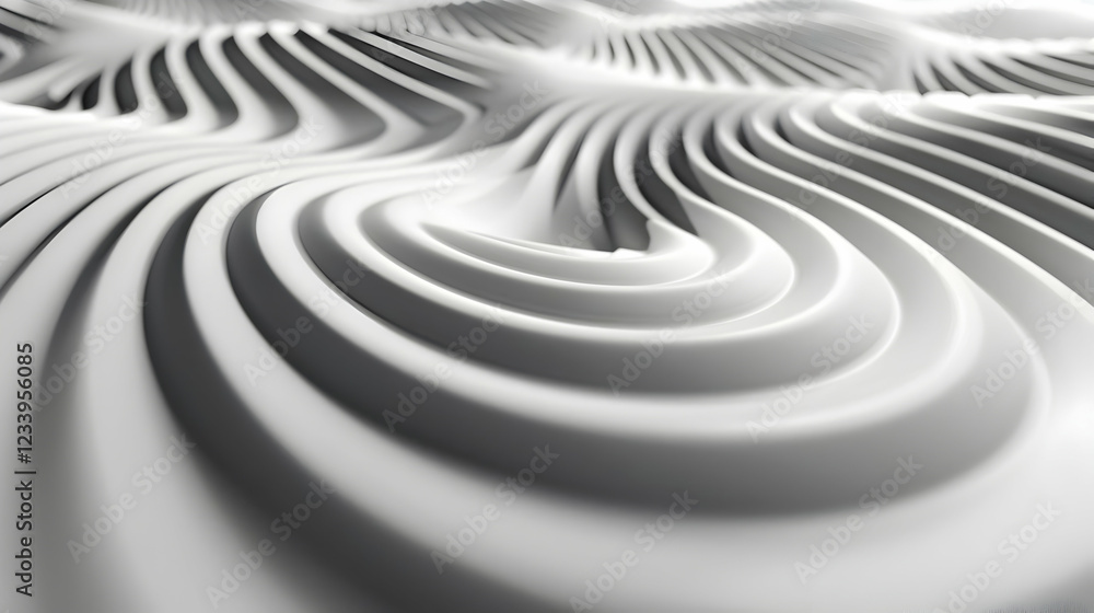 Poster abstract white waves create a smooth, flowing texture, emphasizing depth and movement.
