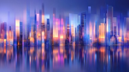 Futuristic Cityscape at Twilight: A Vibrant Reflection