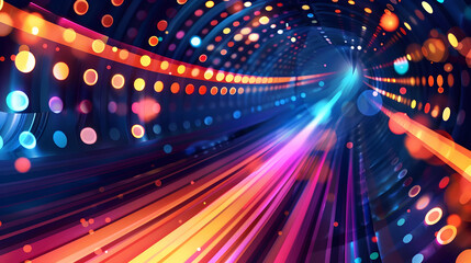 Fototapeta premium A vibrant, abstract tunnel of light and color, suggesting motion and energy.