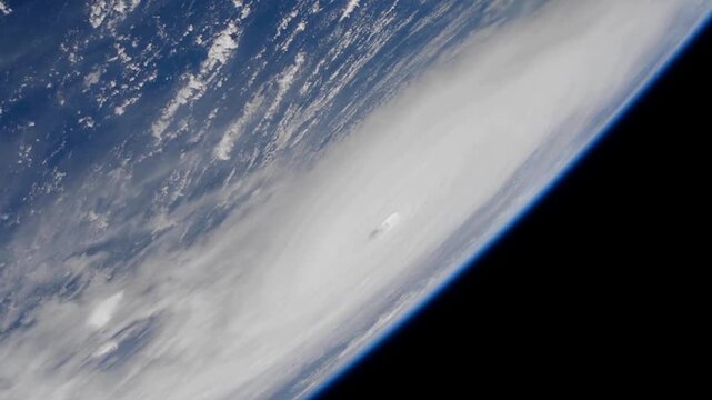 hurricane cyclone seen from space typhoon planet earth horizon view footage