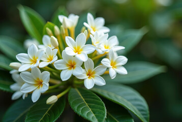 Close-up of white plumeria flowers