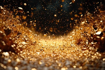 A mesmerizing display of shimmering golden particles in motion.