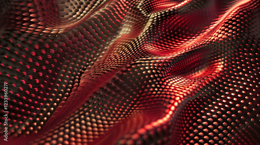 Aufkleber abstract wave pattern with textured dots in red and black hues.