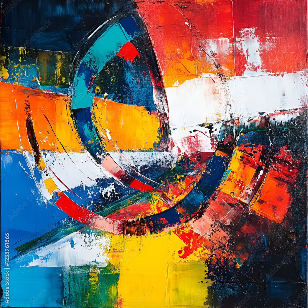 Poster color burst abstract: a vibrant and dynamic abstract artwork with bold strokes of colors, creating a