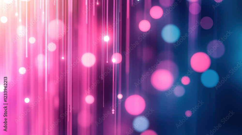 Aufkleber Abstract digital background featuring vertical pink and blue light dots, creating a visually striking and dynamic effect.