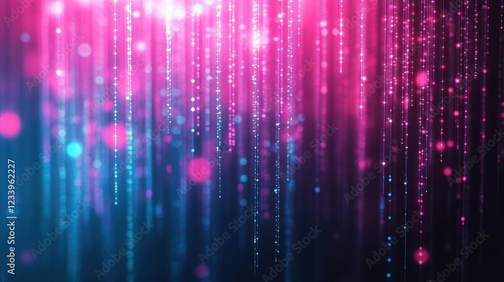 Aufkleber Abstract digital background featuring vertical pink and blue light dots, creating a visually striking and dynamic effect.