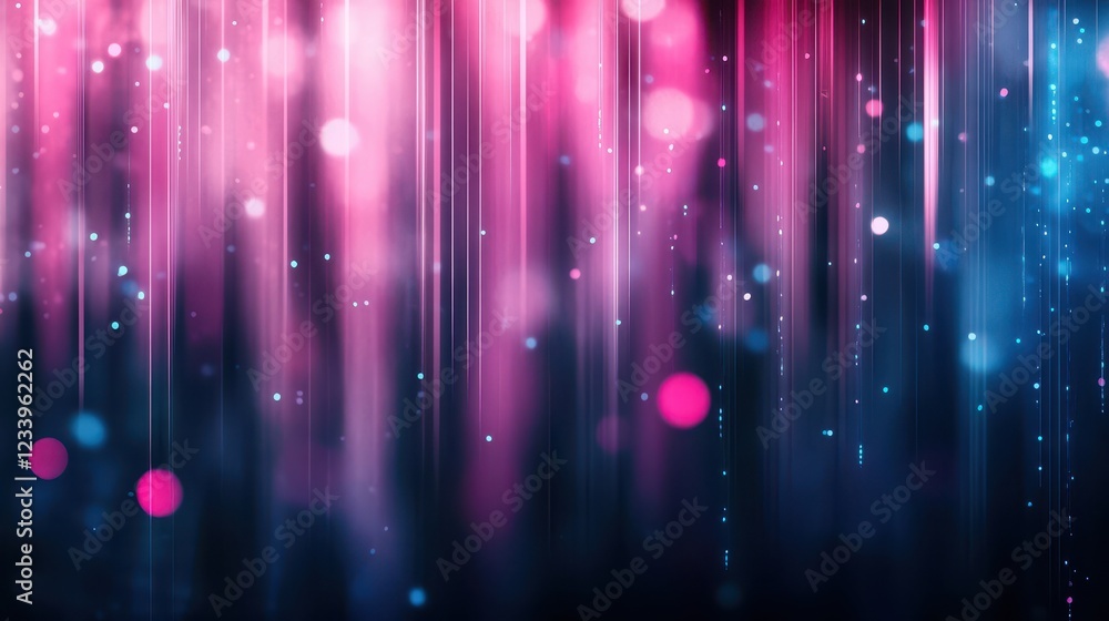 Aufkleber Abstract digital background featuring vertical pink and blue light dots, creating a visually striking and dynamic effect.