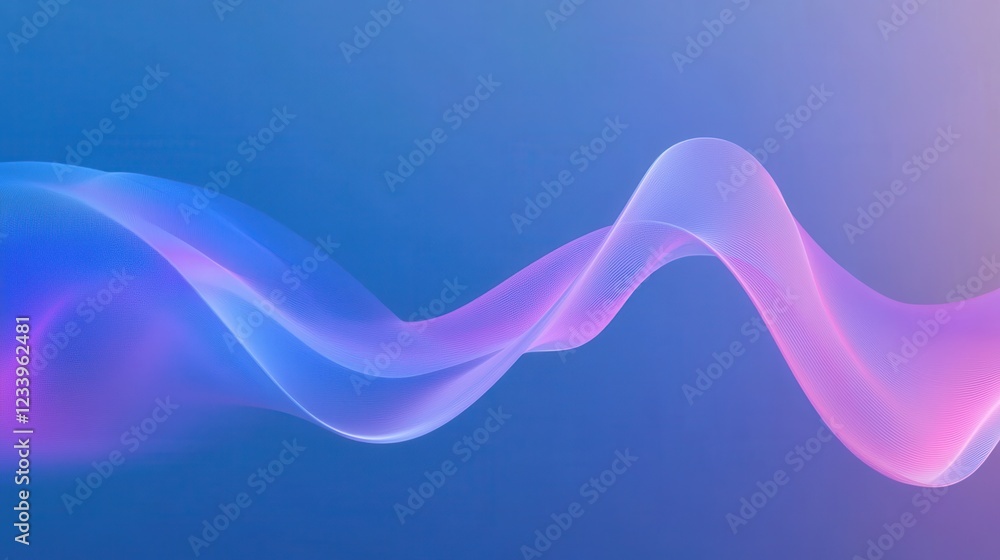 Leinwandbilder Abstract neon blue and pink waves with smooth curves and soft shadows, creating a fluid gradient motion against a clean, modern background. The design features dynamic lines and a minimal backdrop.