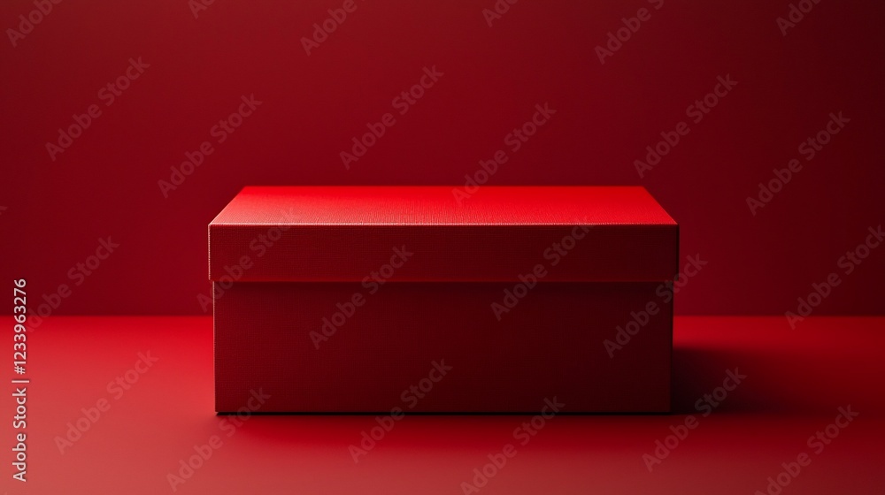 Poster a single red box sits on a red surface