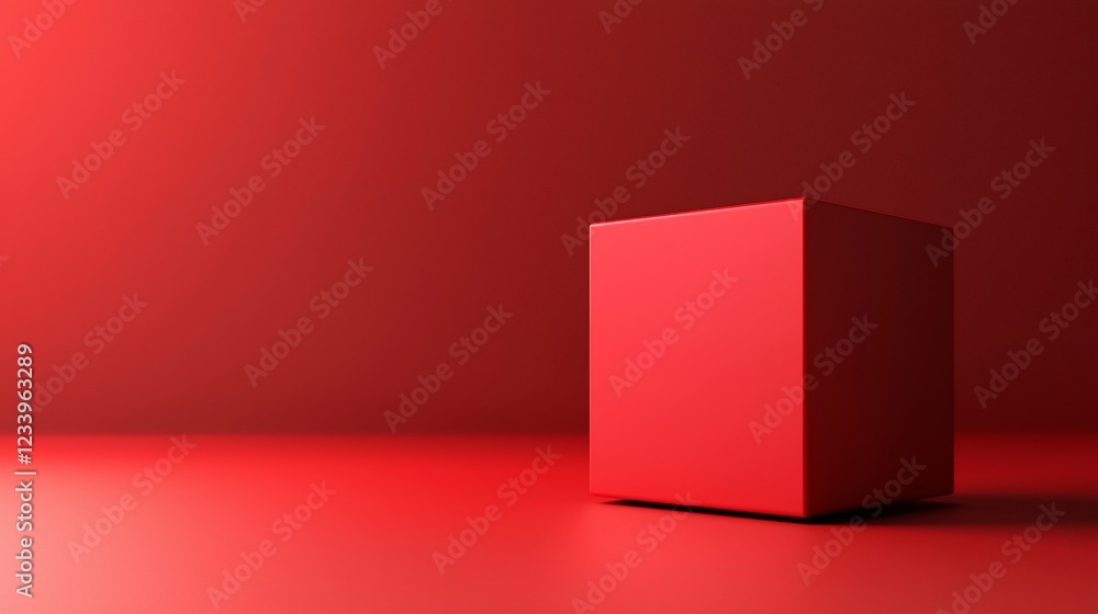 Poster A Single Red Cube Sits On A Red Surface