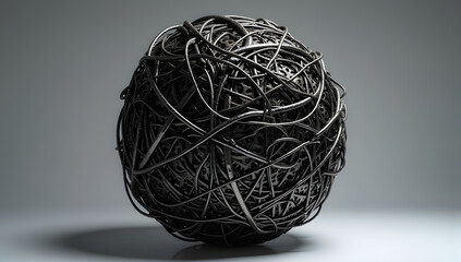 3D Abstract Sphere Design Made of Twisted Strands
