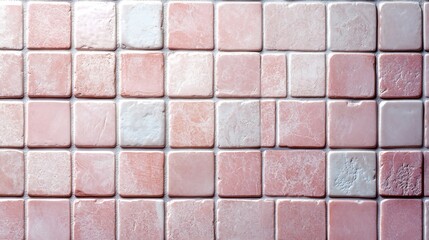 Obraz premium Soft pink pastel tiles softly lit background texture. AI Generated